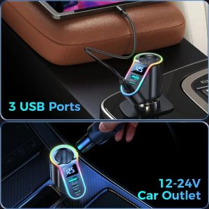 Joyroom 150W Cigarette Lighter 4 In 1 Adaptateur de chargeur de voiture USB PD3.0 QC3.0 30W Super Fast USB C Car Charger pour iPhone Samsung