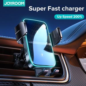 Joyroom sans fil 15W double bobine Charge support pour téléphone pour voiture évent automatique rapide Chager Mount pour iPhone Galaxy GPS Support