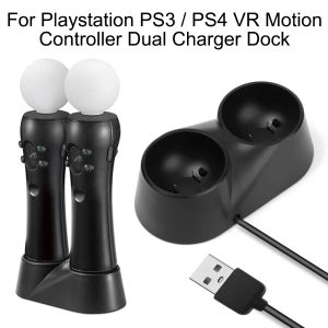 Joysticks 1pc non galet de caoutchouc non gaspilleur à double chargeur pour PS3 / PS4 VR Motion Controller Playstation Move Controller Station de charge du contrôleur