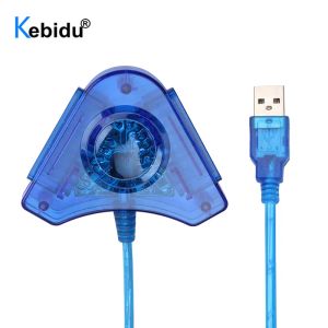 Joysticks Kebidu Blue Triangle USB Contrôleur GamePad Adapter Converter Cable pour Playstation 2 PS1 PS2 Joypad to PC Games Double Ports
