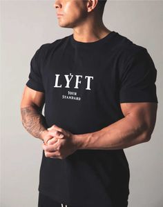 JPUK marque LYFT été hommes coton à manches courtes T-shirt Fitness course T-shirt mâle Gym Tee hauts été chemise vêtements de sport X0602