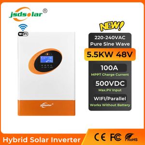 jsdsolar Onduleur solaire hybride 5.5KW 48V 5500W 220V MPPT 100A Chargeur rapide Onde sinusoïdale pure avec Wifi pour système d'alimentation solaire