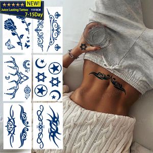 Juice tinta duradera tatuaje cintura tótem Sexy impermeable tatuaje temporal pegatina ciervo tatuaje Luna estrella tatuaje falso para hombres y mujeres