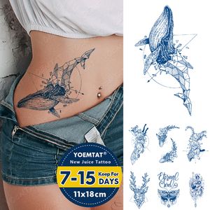 Jus Durable Encre Tatouages Body Art Étanche Tatouage Temporaire Autocollant Lignes Tatoo Bras Faux Baleine Tigre Renard Cerf Tatto Femmes Hommes