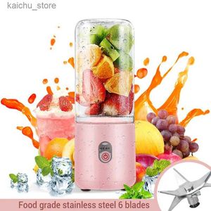 Juicers 500 ml Mini Bouteille portable Bouteille USB 6 Blade Fresh Juice Machine Smoother Mixer Cuisine Crusher Crusher Food Propice Y240418