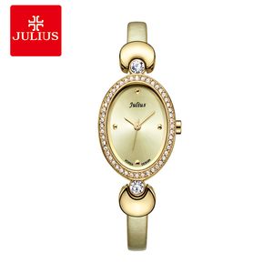 JULIUS 2020, reloj en promoción barato, banda de cuero en tono dorado de alta calidad, regalo romántico para novia, vestido de mujer, reloj elegante, reloj JA-313