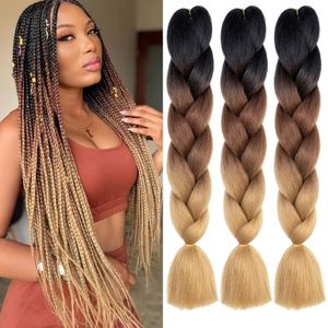 Extensión de cabello trenzado Jumbo sintético Kanekalon fibra de alta temperatura trenzas de ganchillo pelo con pequeños regalos gratis 24 pulgadas J3