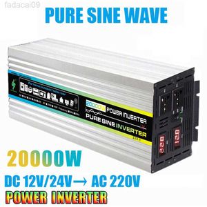 Jump Starter 10000W20000W Power Pure Sine Wave 12V 220V DC to AC Converter Voltage Transformer Car Solar Inverter with Dual Socket HKD230710