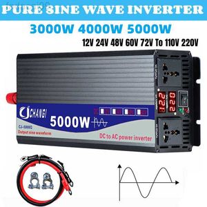 Jump Starter 300040005000W Pure Sine Wave DC 12V 24V 48V 60V to AC 220V Power Convert Double Socket Converter Solar Car Inverter HKD230710