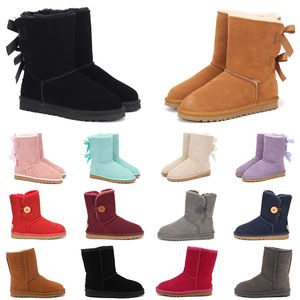 Bottes courtes classiques de styliste Bailey Bow pour femmes australiennes, bottes de neige en fourrure de mouton, châtaignier, graines de moutarde, demi-bottes beiges avec nœuds