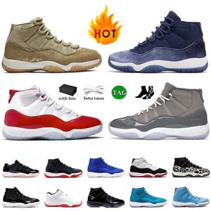 Jumpman 11 Chaussures de basket-ball Hommes Femmes Cool Grey 11s Low Cement Grey DMP Cool Grey 25th Anniversary Bred Concord Yellow Snakeskin Baskets pour hommes Midnight Navy