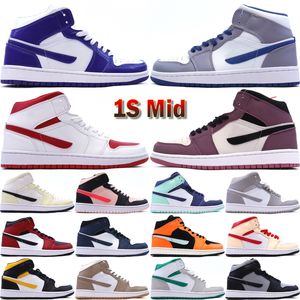 Jumpmans 1 1s Mid Hommes Femmes Chaussures de basket-ball classique en cuir Designer Ice Bleu Gris Vert Multi Couleur Syracuse Kentucky Baskets en plein air Taille 36-45