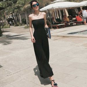 JumpsuitsRompers Korean Chic Fashion Slim Temperament Plus Size Black Jumpsuits Strapless Off The Shoulder Sexy Summer 210610