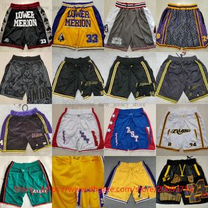 Just Don Retro Man 3XL Short de basket classique Los 24Angeles 8 Black Mamba avec poche West All-stars Lower Merion College Respirant Beach Short Hip Pop Sweatpants