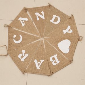Jute Burlap Banners New Candy Bar Vintage Party Fabric Fabric Hessian Burlap Bunting Bunting Bedding Decoración 20220225 Q2