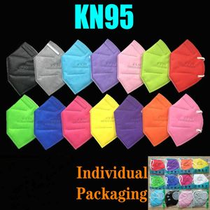 15 Couleurs KN95 Masque Usine 95% Filtre FFP2 Respirateur Respiratoire Au Charbon Actif Coloré Valve 6 couches Designer Face Shield top vente