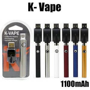 K-Vape préchauffer la batterie 1100mah stylo mince torsion préchauffage chargeur kit 510 fil tension variable batteries kvape appareils