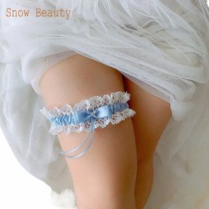 K09 Mariage Garter Belt Bowknot Ligne Loop rose Blue Blanc Bride Keepsake Garters Fi Soft Sexy Lace Garter Belt for Women O5SD #