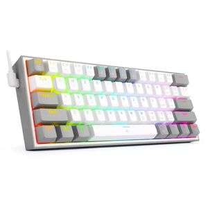 Mini clavier de jeu mécanique filaire K617, lumières led rvb, USB, interrupteur rouge, 61 touches de Gamer, pour ordinateur PC portable, câble détachable