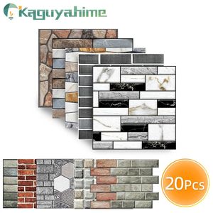 Kaguyahime 20 piezas pegatinas autoadhesivas para azulejos de pared DIY patrón de piedra 3D PVC papel tapiz Panel decoración del hogar papel impermeable 240122