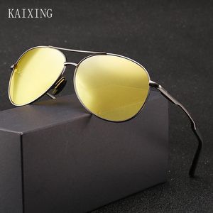 Gafas de sol KAIXING Aleación Pocromática Piloto Visión nocturna Espejo de conducción HD Gafas de sol polarizadas para hombres para mujer Sombra Día Noche