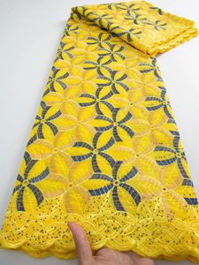 Kalume African Swiss Voile en dentelle avec des pierres Tissu de dentelle en coton français nigérian pour femmes robe de fête F3774 240326