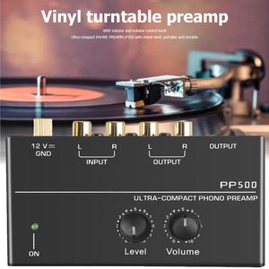 Karaok Player Phono Preamp pre Amp Preamplifier with Level Volume Control RCA Input Output 14" TRS Interfaces for LP Vinyl Turntable 230331