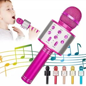 Haut-parleur Bluetooth karaoké avec Microphone, changeur de voix Portable Rechargeable, micro Bluetooth sans fil pour enfants