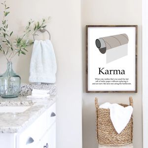 Reglas de baño Karma Cita de arte Decoración de pared de la pared Pintura de papel higiénico divertida Cartel de estampado Humor Fotos de pared WC Home Decor