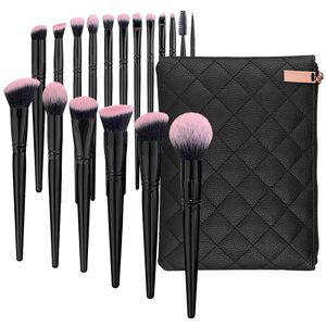 Karsyngirl 18 pièces Ultra doux étiqueté Rose rouge noir pinceaux de maquillage ensemble cheveux denses Rose pinceau de maquillage Rose avec pinceau de fond de teint