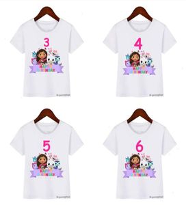 Kawaii Girls Camiseta linda Gabbys Doll House Cartoon For Kids Birthday Clothing de 210 años Baby Tops2861600