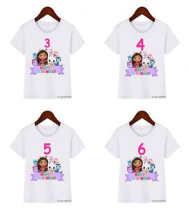 Kawaii Girls Tshirt Cute Gabbys Doll House Cartoon For Kids Birthday Clothing 210 años Baby Tops9050083