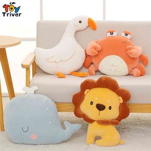 Kawaii Goose Crab Lion Baleine En Peluche Jouets Animaux En Peluche Poupée Oreiller Coussin Boîtes À Mouchoirs Bébé Enfants Enfants Filles Cadeaux D'anniversaire 210728