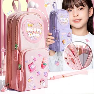 Kawaii Pencil Cases Large Capacity Canvas Bag Pouch Holder Box for Girls Student Stationery Organizer School Supplies 240306