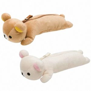 Kawaii Rilakkuma trousses à crayons en peluche pour filles enfants école Korilakkuma ours Anime trousse mignonne pochette organisateur stylo sac 76pF #