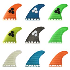 Accessoires de kayak Tri fin set Single Tabs Fins S M L palmes de surf planche de surf orange jaune bleu gris vert avec fibre de verre nid d'abeille noire 230822