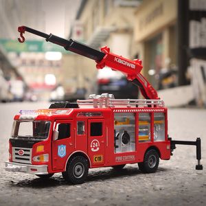 KDW Diecast Alloy Car Model Toy, Fire Rescue Vehicle Truck, 1:50 Scale, Ornament, para Party Xmas Kid Birthday Gift, Collecting, 625046, 2-1