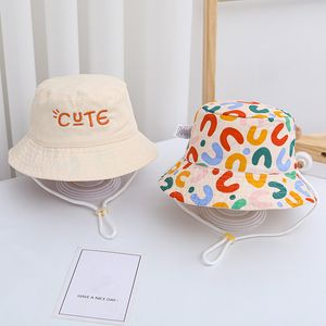 Souvenirs Topi Ember Bayi Dua Sisi Panama Nelayan Anak Laki laki Perempuan Bordir Huruf Lucu Surya Anak anak Luar Ruangan Musim Panas 230516