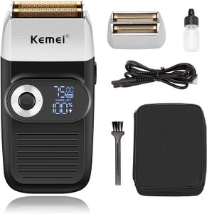 Kemei Foil Shavers for Men Rasoir électrique avec coupe chauve Rasoirs électriques sans fil avec affichage LED 2 en 1 P0817