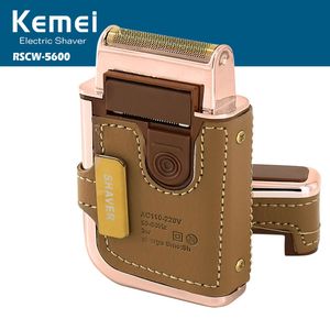 Kemei KM-5600 rasoir électrique pour hommes rasoir Vintage enveloppé de cuir Rechargeable moustache tondeuse à barbe Machine à raser rasoir