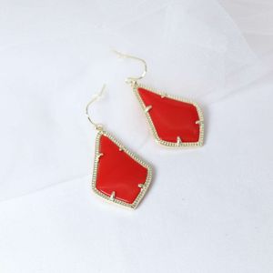 Envío gratis kendrascotts Diseñador Kendras Scotts Pendientes de joyería Alex Moda Nuevos pendientes grandes teñidos de turquesa roja con calcedonia de jade rojo Oreja en forma de palma