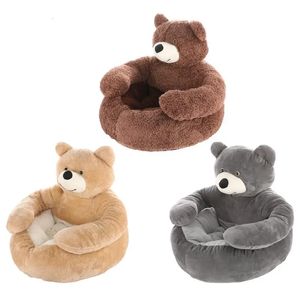 chennels pens Lit de chien en forme d'ours mignon hiver chaud ours câlin antidérapant chat tapis de couchage chiens coussin canapé confort en peluche coussin pour animaux de compagnie pour chiens chat 231114