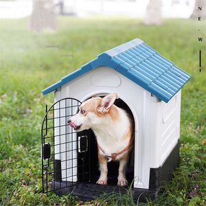 chenils stylos Four Seasons Universal Dogs Houses Sunscreen Rainproof Plastic Dog Kennels Outdoor Respirant Kitten Villa Pet Cage Supplies T 220912