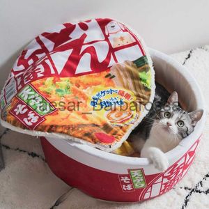 Kennels Pens Japonais Nouilles instantanées Forme Pet Dog Cat House Kennel Super Grand Chien Chaud Chat Nid Lits Coussin Udon Cup Noodle Cozy Pet Bed x0902