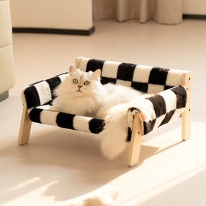 Mewoofun – lit pour chat et chat, canapé en bois robuste et moelleux, lits pour chiens et chats et petits chiens, meubles pour animaux de compagnie surélevés, 231204