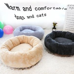 Canis Pens Pet Dog Bed Confortável Donut Redondo Canil Ultra Macio Lavável e Almofada de Gato Inverno Quente Doghouse Drop L231127