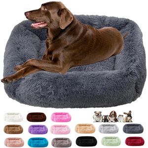 kennels pens Carré grand lit pour chien moelleux chat lit longue peluche animal canapé tapis chiens maison chenil hiver chaud dormir animaux fournitures coussin apaisant 231114