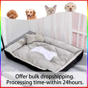 kennels pens Super Soft Sofa Dog Beds Waterproof Bottom Kennel Fleece Warm Bed Mat For Large Dogs Rectangle Winter Pet Cat House G230520