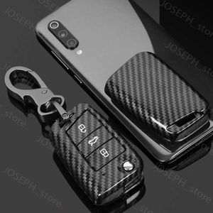 Key Rings Carbon ABS Car Key Case For VW Volkswagen Polo Golf 4 5 6 7 T5 Passat B6 B5 Skoda Octavia A5 A7 Seat Leon Ibiza Ateca keychain J230413