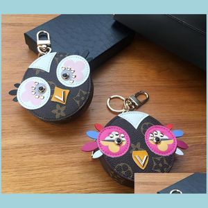 Llaveros Lindo Búho Llaveros Diseñador Animal Coche Cuero Moneda Llaves Titular Monedero Cremallera Bolsa Drop Delivery Joyería Dhw6P